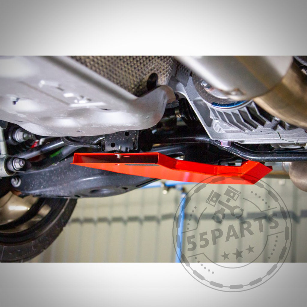 AIRTEC Motorsport Belüftung für Hinterachsgetriebe/Differenzial von Airtec installiert unter einem Yaris GR, 55Parts Logo-Wasserzeichen unten rechts.