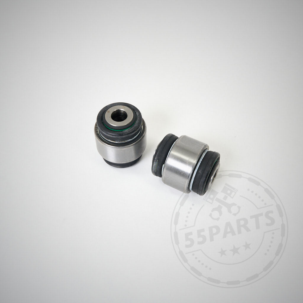 Ein Paar 55Partss Kugelgelenkset für Radträger zu Sturzlenker Hinterachse passend für BMW 1er E8x, 3er E9x inkl. M3 wird auf einem schlichten weißen Hintergrund mit einem schwachen Wasserzeichen angezeigt.
