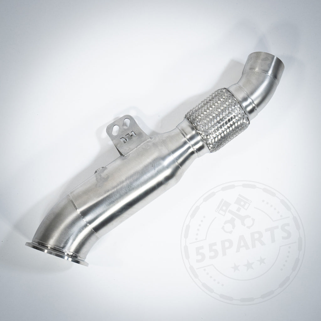 Die 55Parts Special High Flow Downpipe (Euro 6 200 Zeller) von 55Parts &amp; MH Pipes passt für BMW M140i, M240i, M340i, 440i, 540i, 640i, 740i, 840i, X3, X4, Z4 &amp; Supra B58(TU) F/G Serie zur Leistungssteigerung.