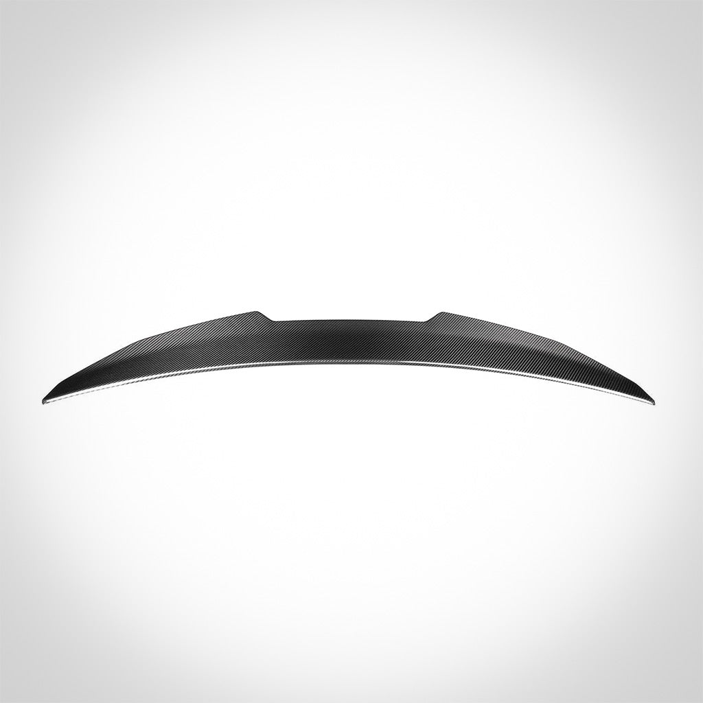 Twistnfix TNF+ PSM Performance Carbon Ducktail Spoiler, passend für BMW M3 (G80) und 3er (G20), inkl. Teilegutachten, abgebildet von oben auf einem schlichten weißen Hintergrund.