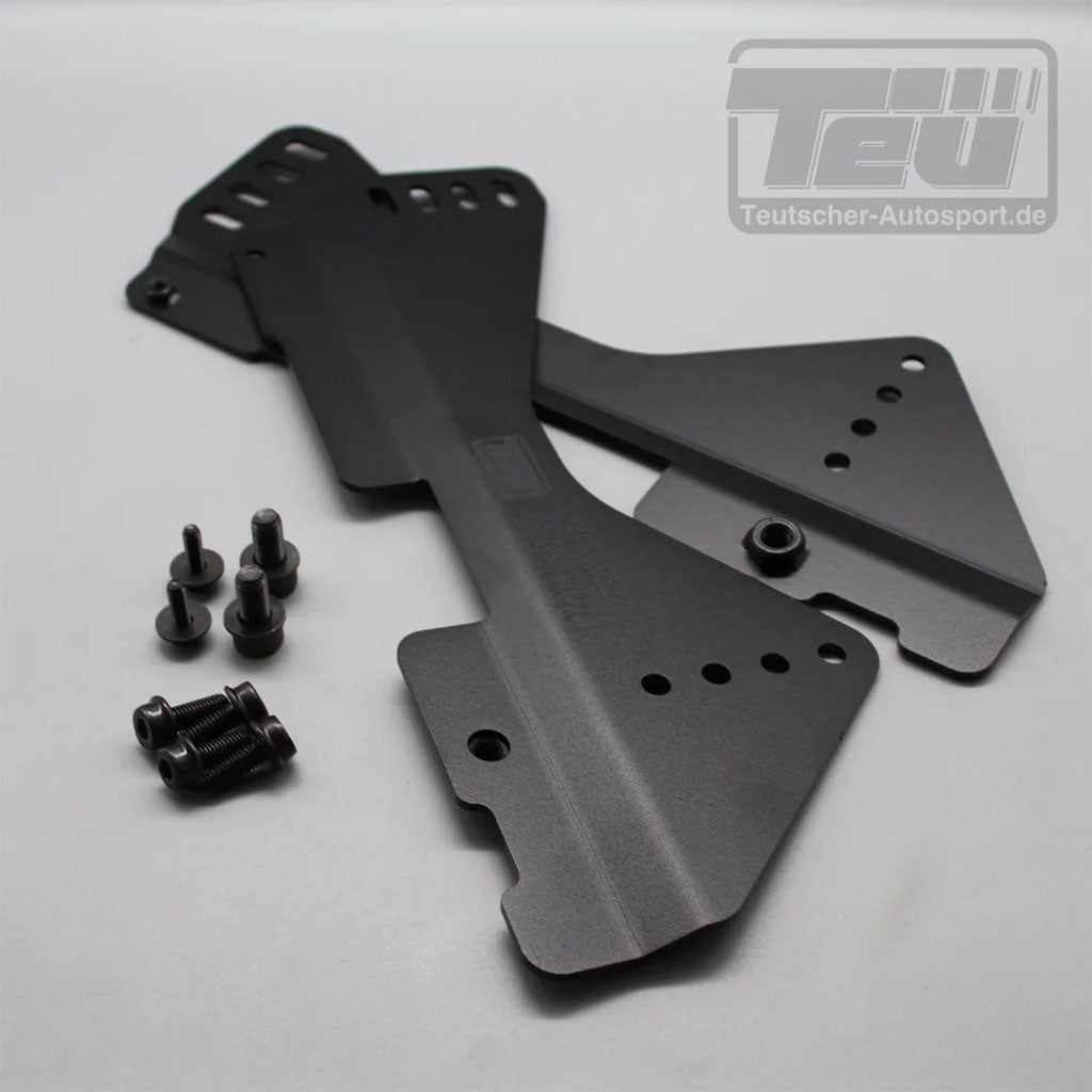 Teutscher Recaro, Sparco, OMP Sitzkonsolen inkl.. Materialnachweis passend für Porsche 911 997, Boxter 987, Cayman 987C - robuste schwarze Metallteile und Schrauben für sichere Montage und Installation.